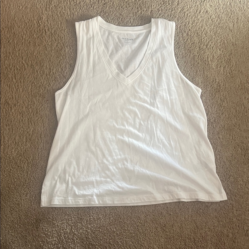 Old Navy White V-Neck Tank Top